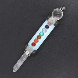 Natural Healing Crystal Rose Pink Quartz Pendant for Necklace Pendulum Hexagon Column 7 Chakra Reiki Stone Balancing Jewelry
