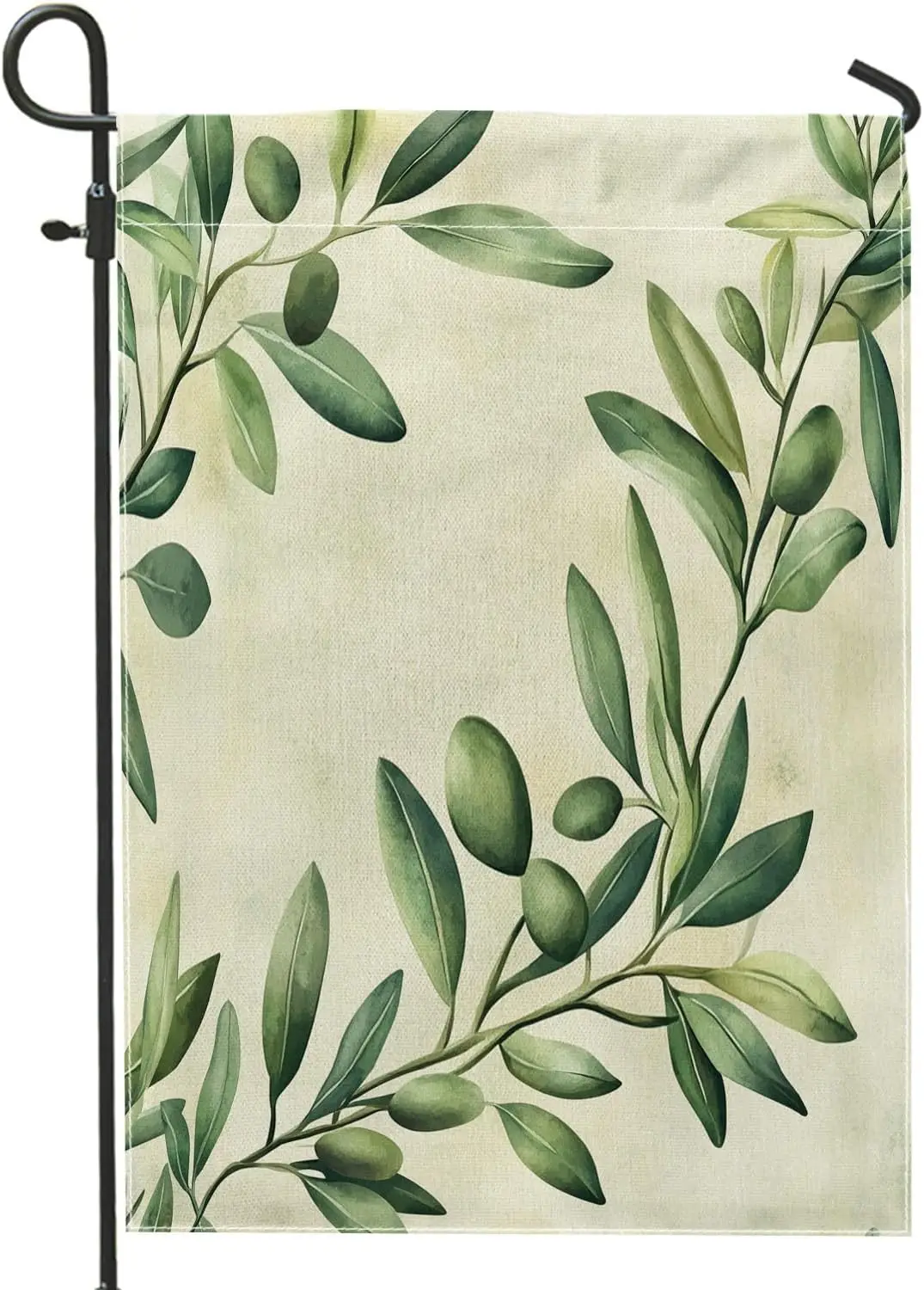 Spring Watercolor Olive Tree Garden Flags 12x18 Inch for Outside, Fun Plant Leaves Standard Vertical Linen Flags, Botanical  PPM