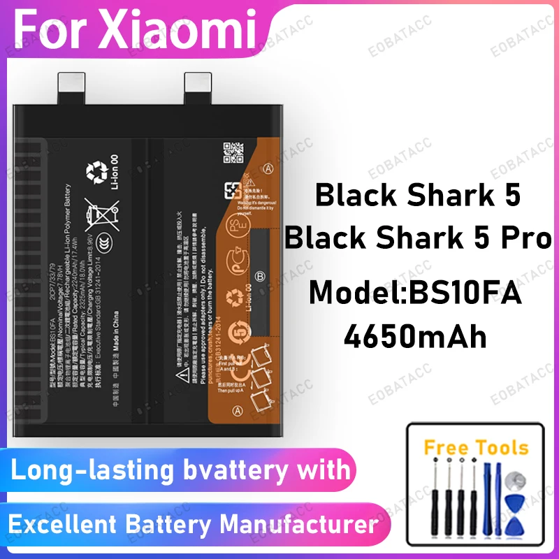 

100% New 4650mAh BS10FA Battery For Xiaomi Black Shark 5/5 Pro Battery Replacement Bateria+Free Tools