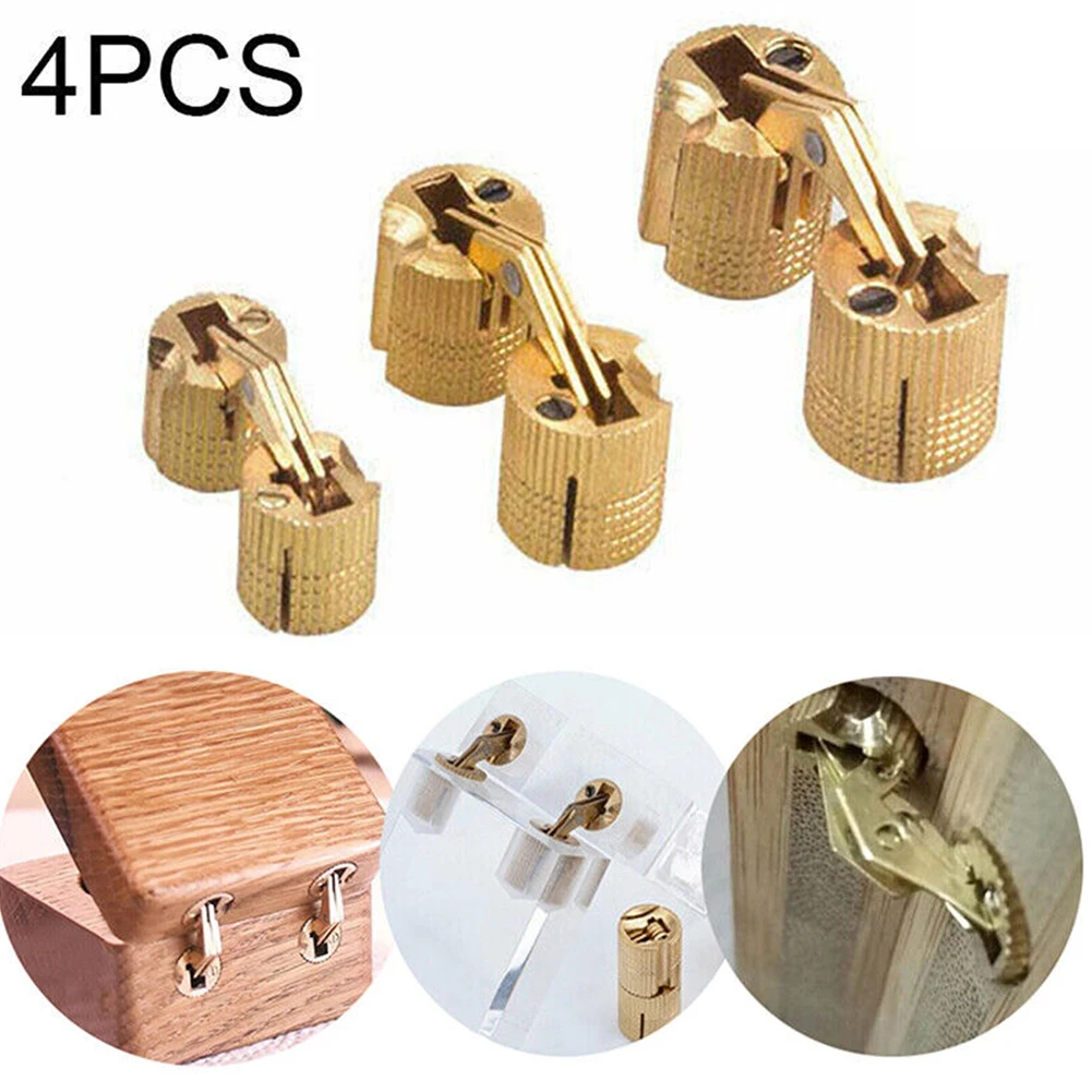 4pcs Wooden Box Invisible Hinges Jewelry Box Concealed Hinge 8mm10mm12mm Brass Cylindrical Cabinet Furniture Hinges Hardware