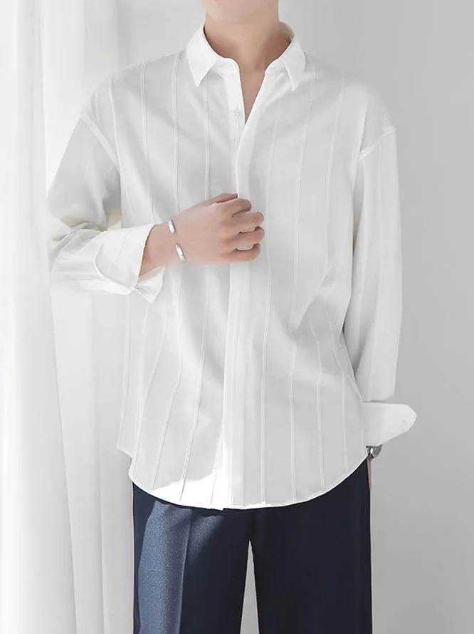 

Повседневная мужская рубашка с длинным рукавом, текстурированная, свободного кроя, на пуговицах, в стиле рабочей одежды, с нежным художественным узором, молодежный тренд