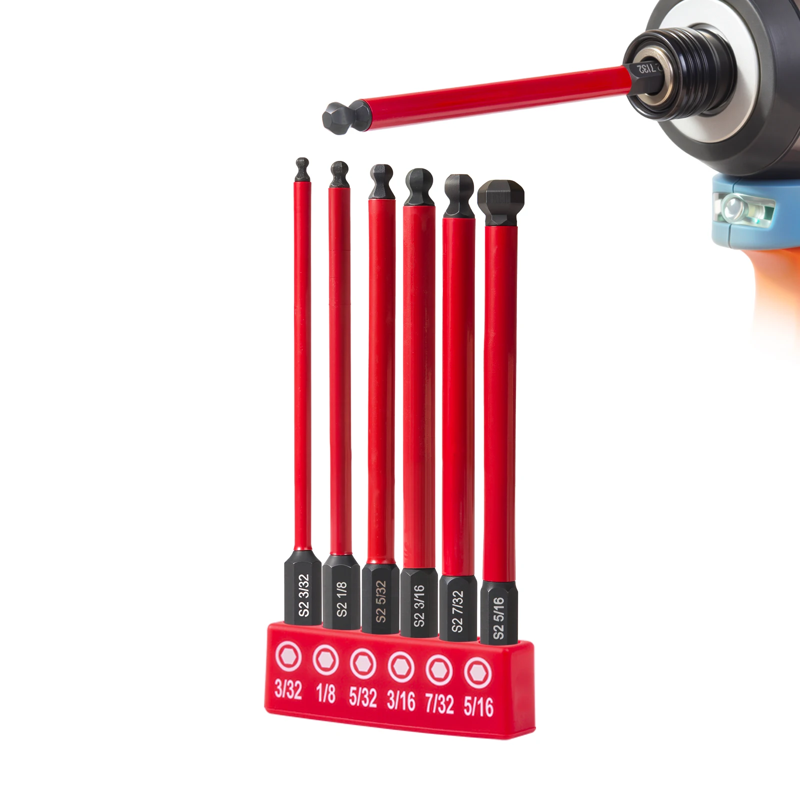 Ball End Hex Screwdriver Bit Set S2 Steel 1/4