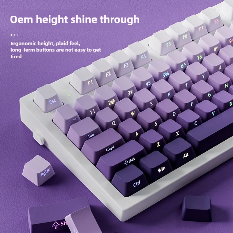 Lavender Side Print Keycap Shine Through OEM Profile PBT Gradient Color Personality DIY Customed for Mechanical Keyboar