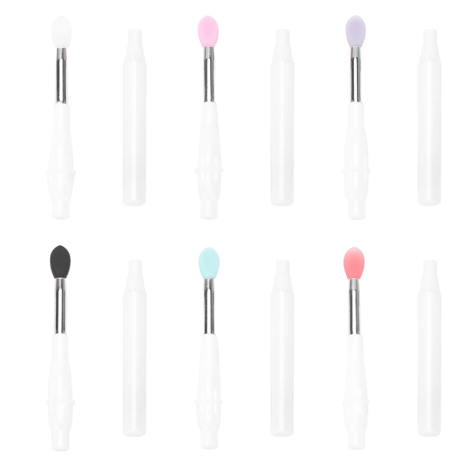 Set di pennelli per labbra in silicone da 6 pezzi Applicatori portatili per rossetto Pennello per trucco ombretto Punta morbida Facile da trasportare per cosmetici