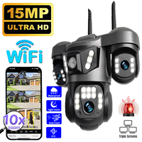 15MP Three Lens WIFI IP Camera Outdoor AI Human Detection Video Monitor IP66 Waterproof Three Screen Home Surveillance Cameras