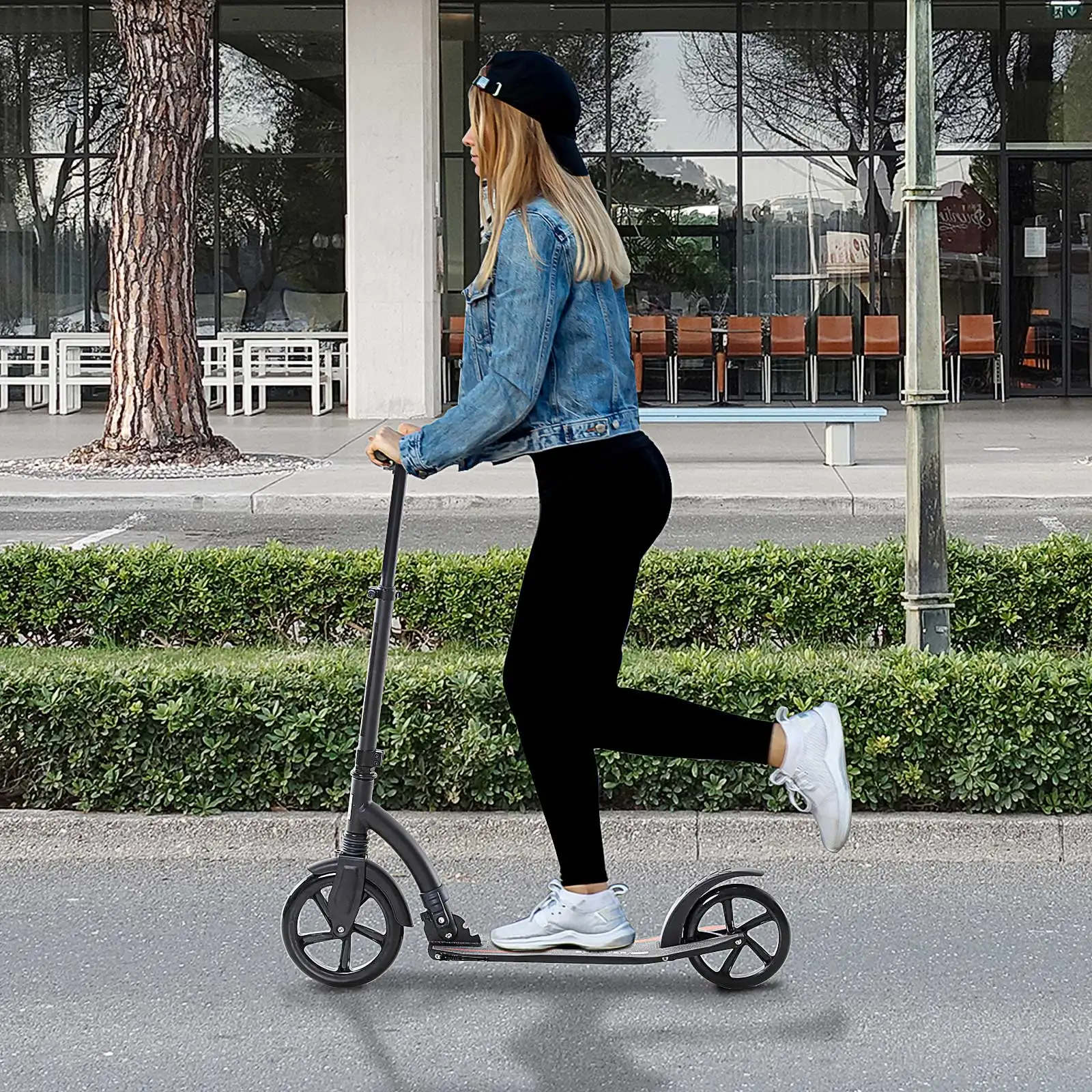 HOMCOM folding scooter + 14 years adjustable height 82-97 cm 2 wheels 100 kg