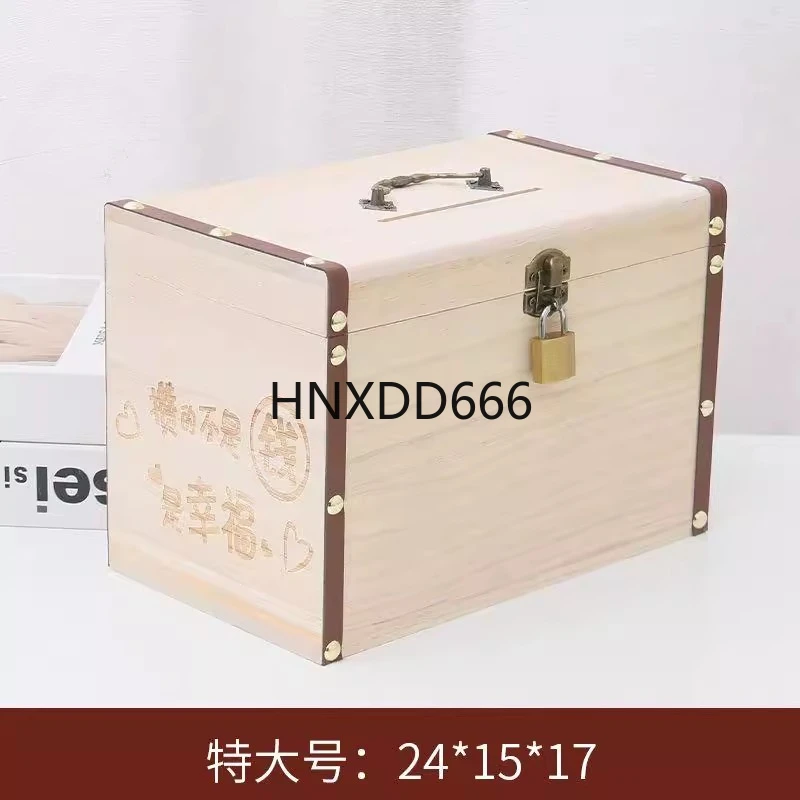 

Children's piggy bank with lockable cash box StorageSafe box money key home money saving organizer wooden safe Treasure chest