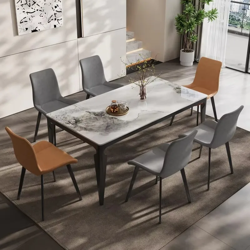 Modern Home Furniture Restaurant Kitchen Table Sintered Stone Top Marble Dining Table Set For 6 Square Dining Table