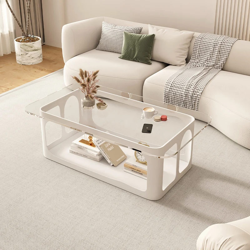 Luxury Glasss Torage Coffee Table Small Modern White Entryway Coffee Table Minimalist Center Stoliki Do Kawy Auxiliary Furniture