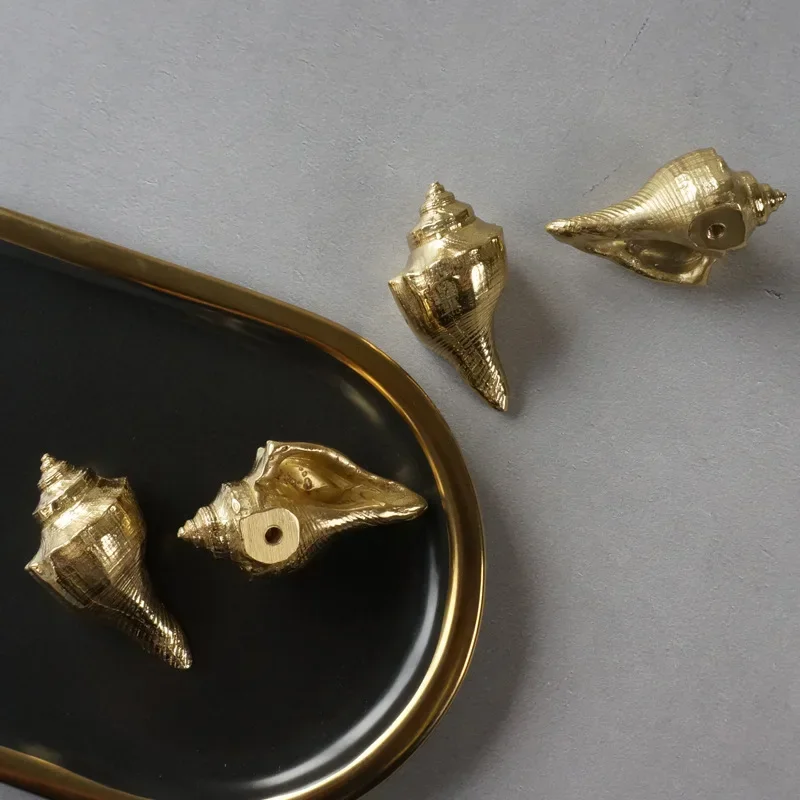 

Creative Conch Shaped Handles Solid Brass Drawer Cabinet Door Knob Shoes Cabinet Furniture Handle Gold Decoration Pulls Hardware