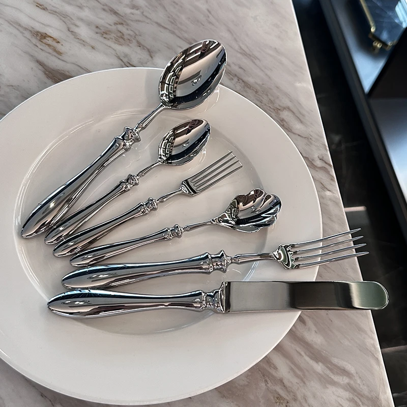 

"Germany 5A three times as thick and beautiful" luxury 316 stainless steel Roman spoon fork western tableware set