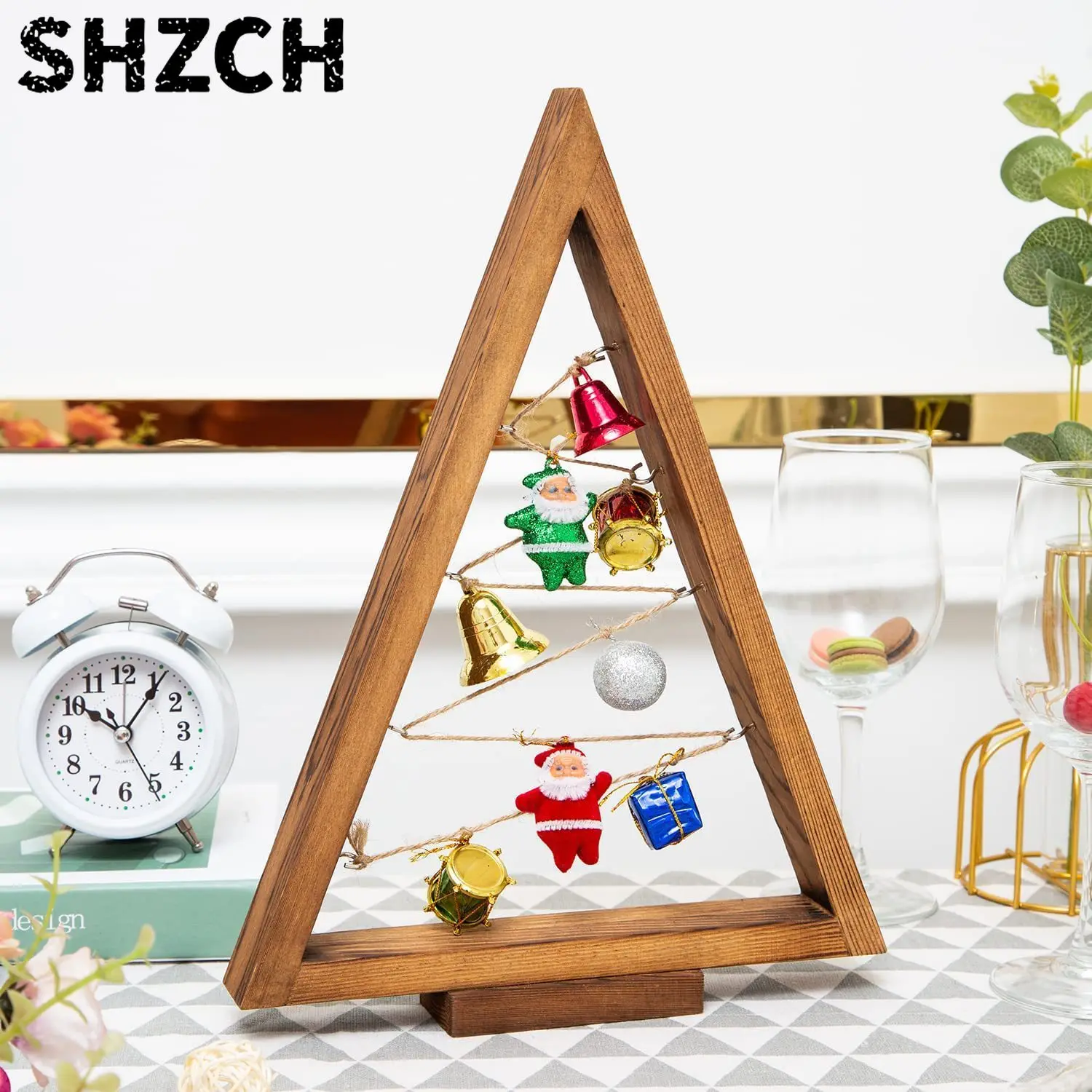 Triangle display stand Christmas ornament Home decoration Home goods Hanging tabletop Standing shelf
