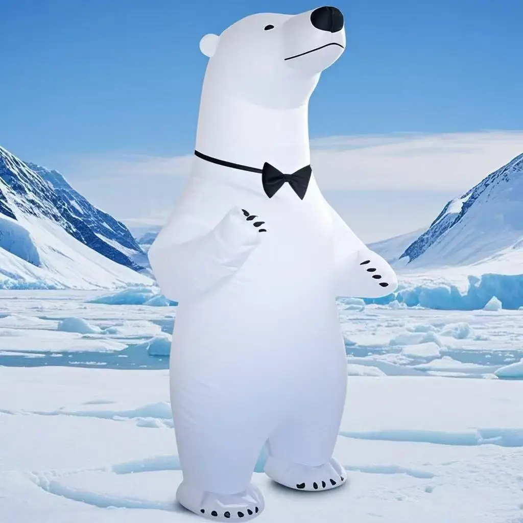 

Cute Polar Bear Inflatable Costume for Halloween Christmas Decoration Hawaii Carnival Party Props Clothing Kids Adult Model Gift