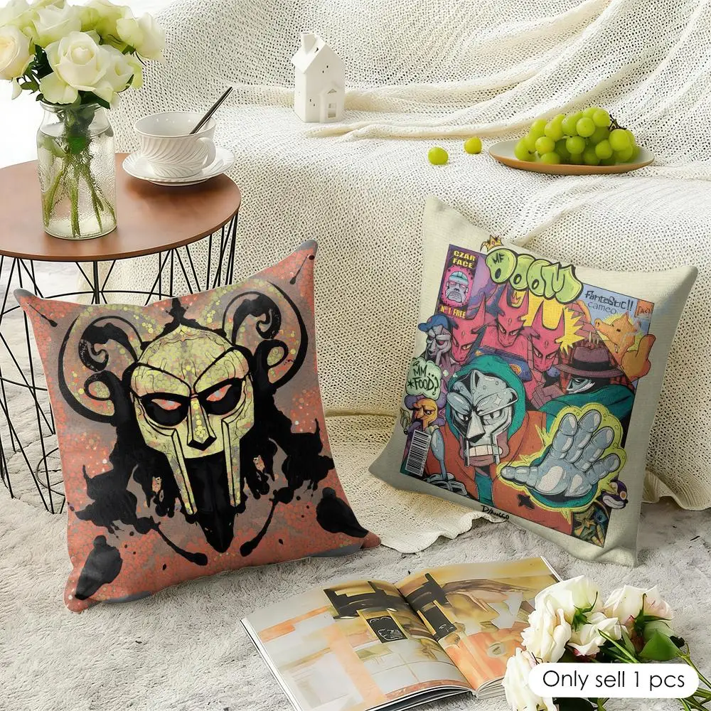 Singer M-MF D-Doom Cushion Cover Natural Linen Organic Fabric Double-Sided Printing Sofa Home Decor Gift Pillow Case
