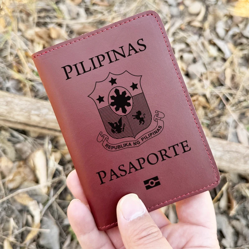 Handmade Republic of the Philippines passport Cover Holder Genuine Leather the Philippines Passport Case Travel Accessories