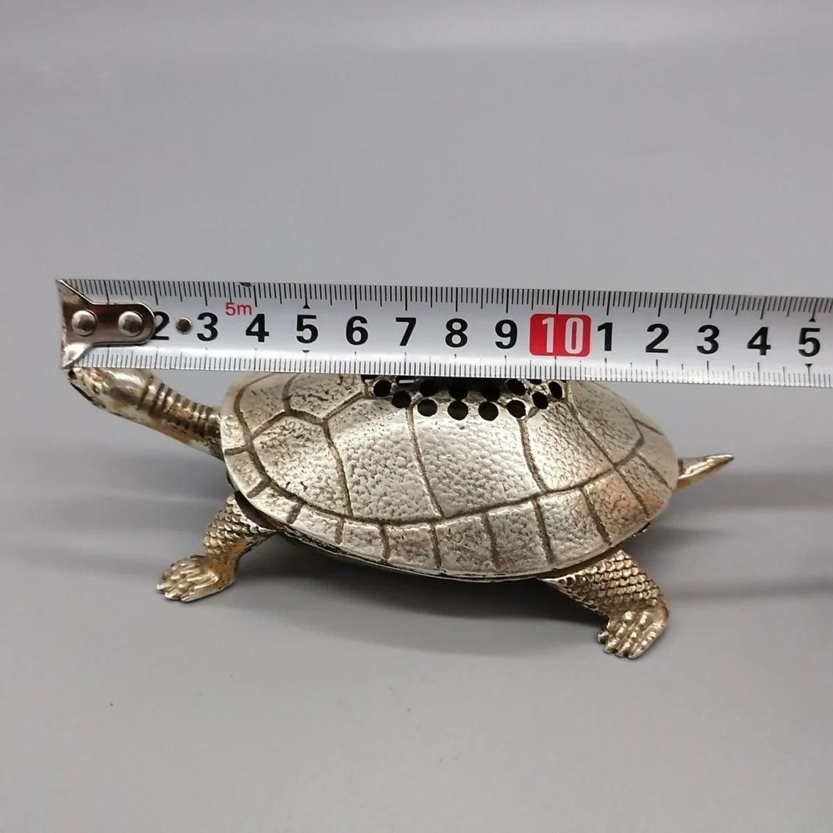 Miscellaneous Qing-year-old white copper barrel silver blessing silver ingot medium turtle burner incense