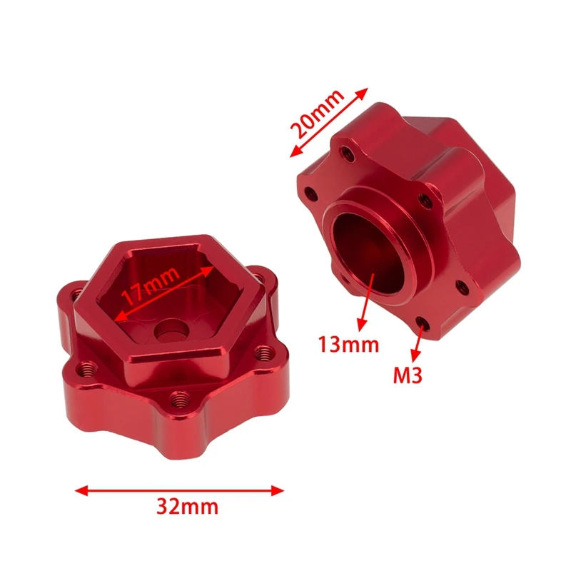 4Pcs Metal Hex Adapters Converter (+5Mm) For Losi LMT Monster Truck 1/8 RC Car Upgrade Parts Accessories