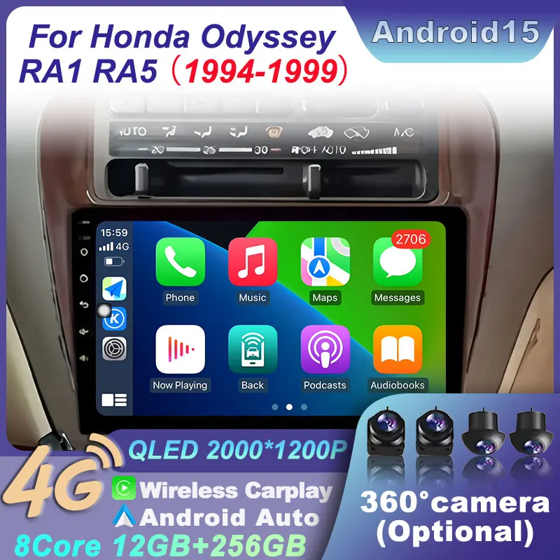 

GPS Multimedia Android 15 Player Auto Navigation Car Radio Wifi BT Video WIFI Stereo for Honda Odyssey RA1 RA5 1994-1999 Carplay