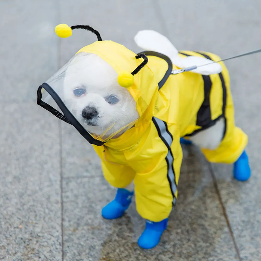 

Unique Dog Raincoat Waterproof Hooded Pet Slicker Stylish Fashion Jacket Lightweight Durable Dog Wear Small Bees Cloth
