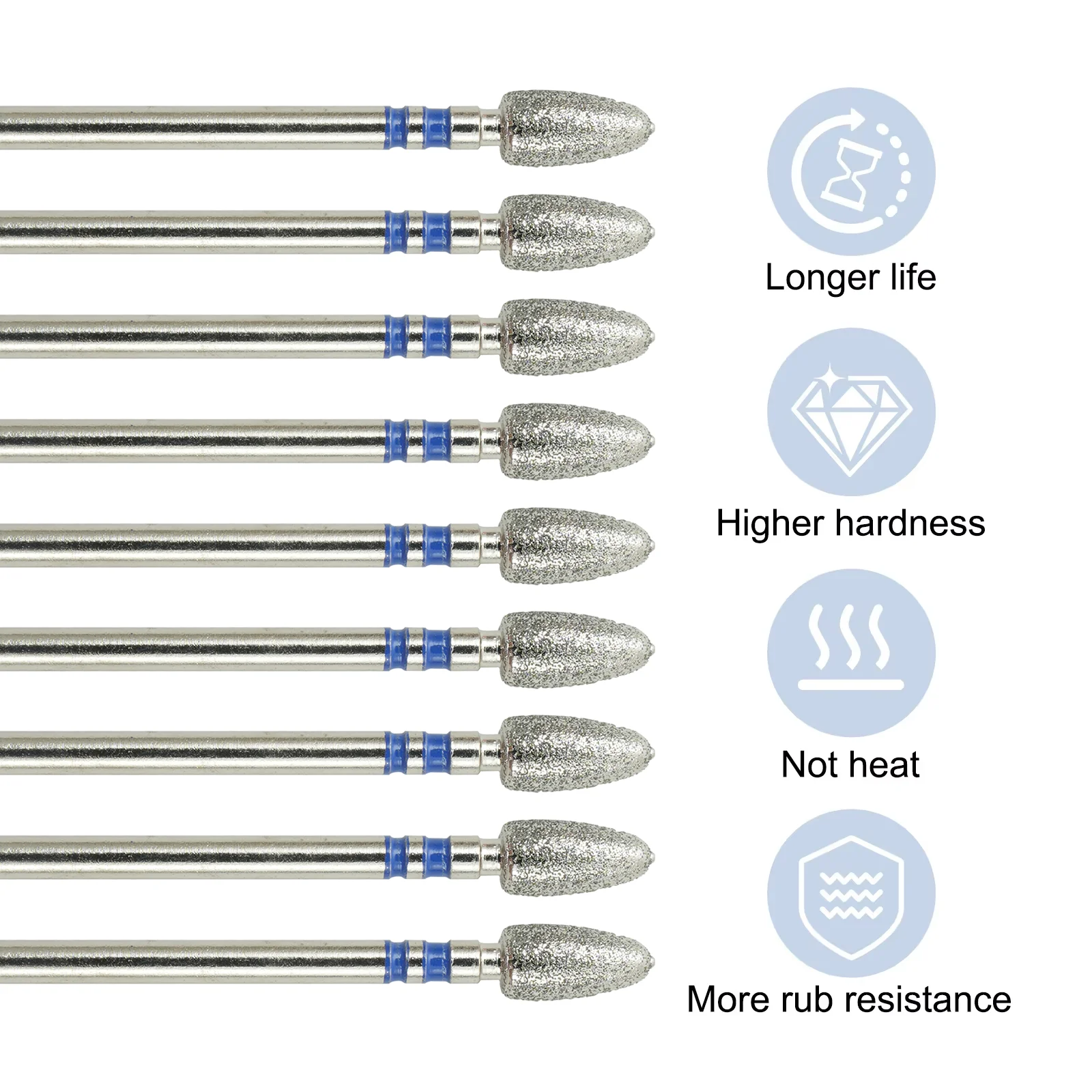 10 Pezzi Fresa Diamantata per Manicure, Accessorio per Trapano Elettrico per Unghie, Macchina per Pedicure, Lima per Unghie, Strumento per Rimozione Gel