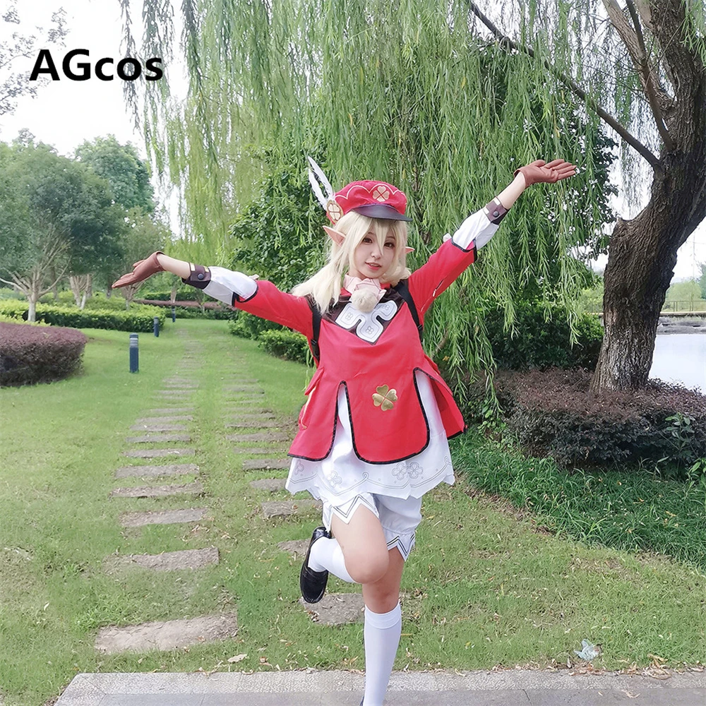 Agcos In Voorraad Genshin Impact Klee Cosplay Kostuum Jurk Vrouw Kerst Cosplay Mooie Outfits Kostuums