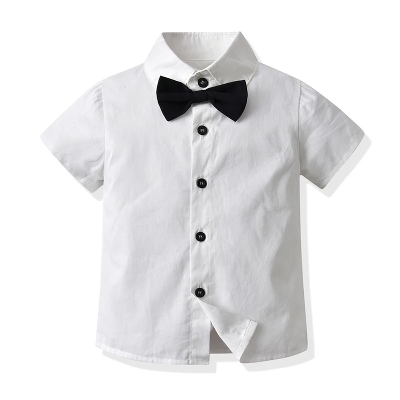 top ands top Toddler Boys Casual Clothing Set Kids Boy Short Sleeve Bowtie Shirt+Suspenders Shorts Clothes Formal Suit 2Pcs