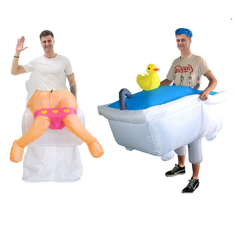 Aufblasbares Toiletten-Badewannen-Kostüm, Cartoon-Puppen-Performance-Kostüme, Tanz-Event-Spiel-Cosplay-Maskottchen-Party-Kostüm-Requisiten