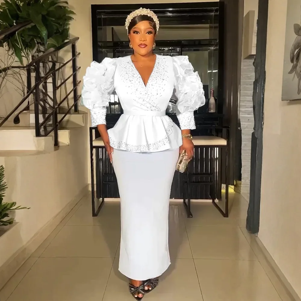 

Fashion African Dresses for Women Africa Clothing V-Neck Bodycon Wedding Party Evening Long Dress Dashiki Ankara Outfits Robe