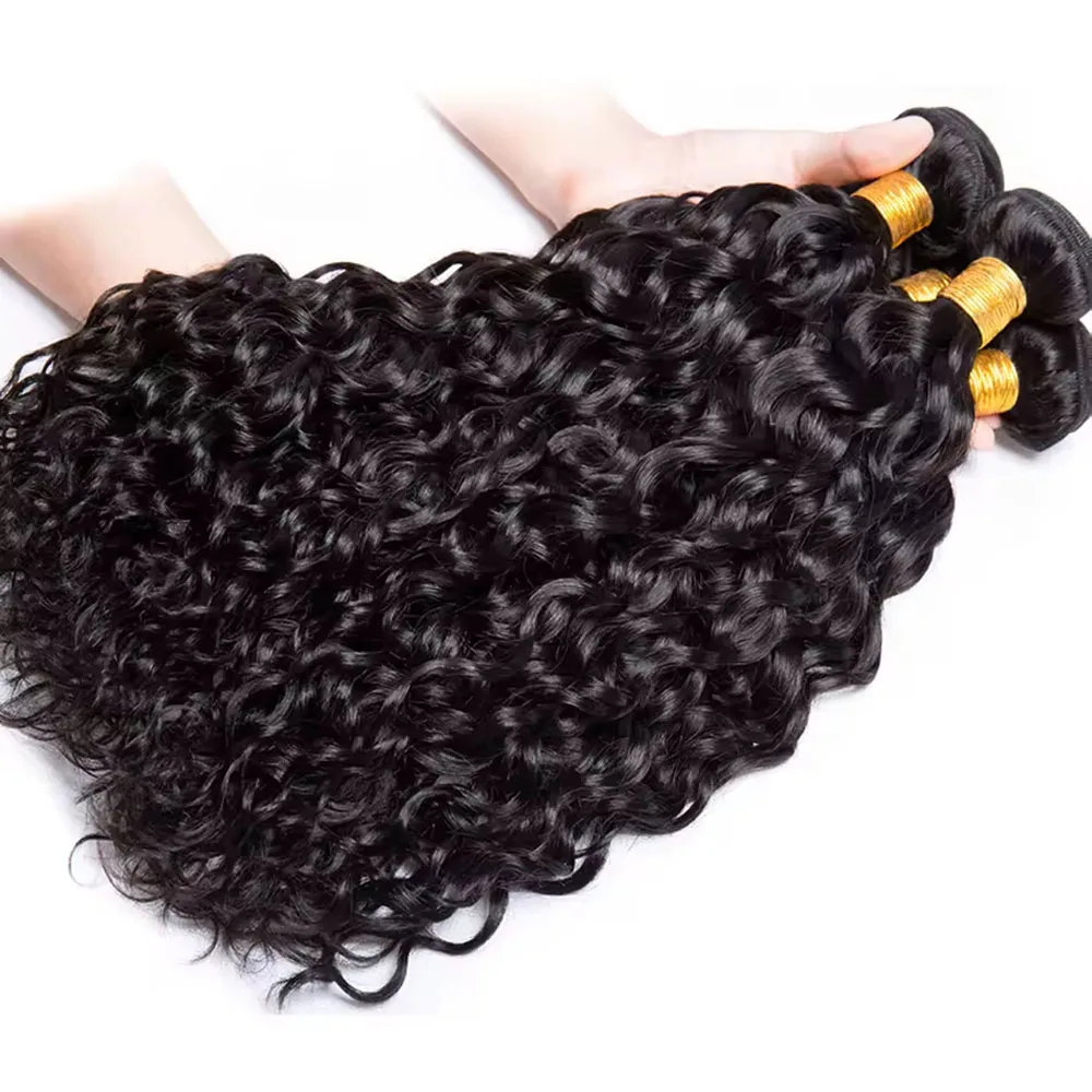 ضفيرة شعر برازيلي حزم 8-30 بوصة حزم موجة المياه 100% باروكة من شعر طبيعي برازيلي 1B لون أسود للنساء