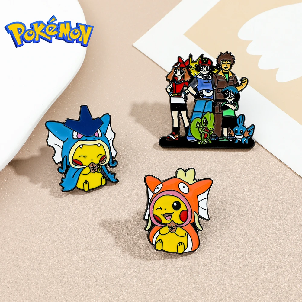 Cute Cartoon Elf Pikachu Magikarp Ash Ketchum Enamel Pin Brooch Metal Badge Pokemon Jewelry for Clothes And Backpack Accessories