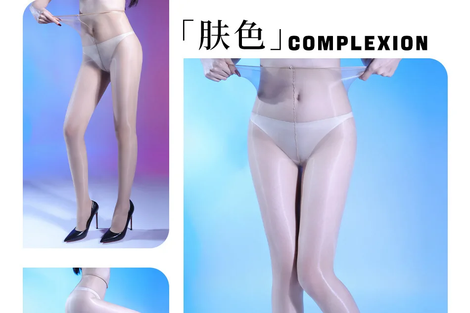 Damen Sexy Glänzende Transparente Strumpfhose mit Hoher Taille, Elastische Ölglanz-Strumpfhose, Ultradünner Durchsichtiger Strumpf – Detail 9
