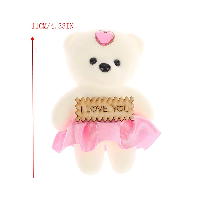 Mini boneca urso para decoração do quarto, buquê de flores, bicho de pelúcia vestido, espuma PlushToys, casal, presentes de aniversário, 10pcs