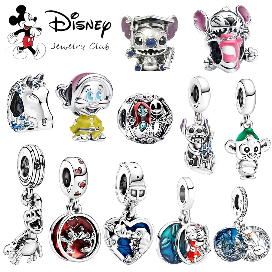 

NEW MINISO DIY Disney Snow White Dopey、Stitch Graduation Charm Bead Fit Original Europeans Silver 925 Bracelet Hot Women Jewelry