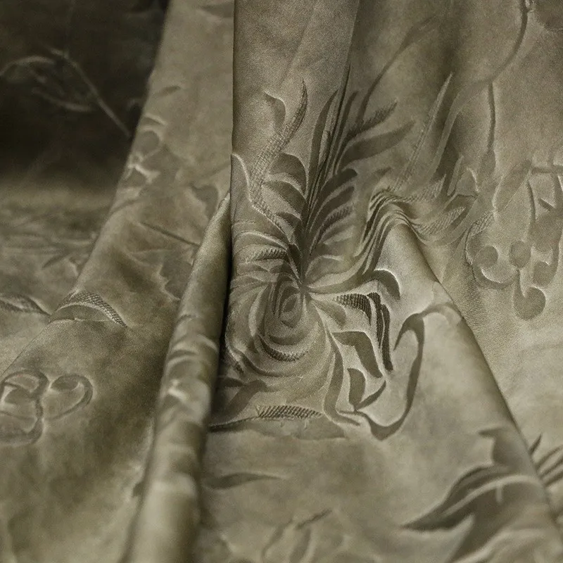 

Embossed crepe dirty dyed silk fabric light luxury jacquard stir-fried color designer
