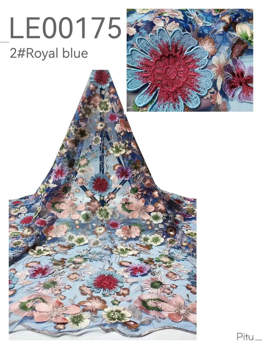 

African Lace Fabric 2025 High Quality French 3D Flower Embroidery Tulle Lace Fabric For Party Dress