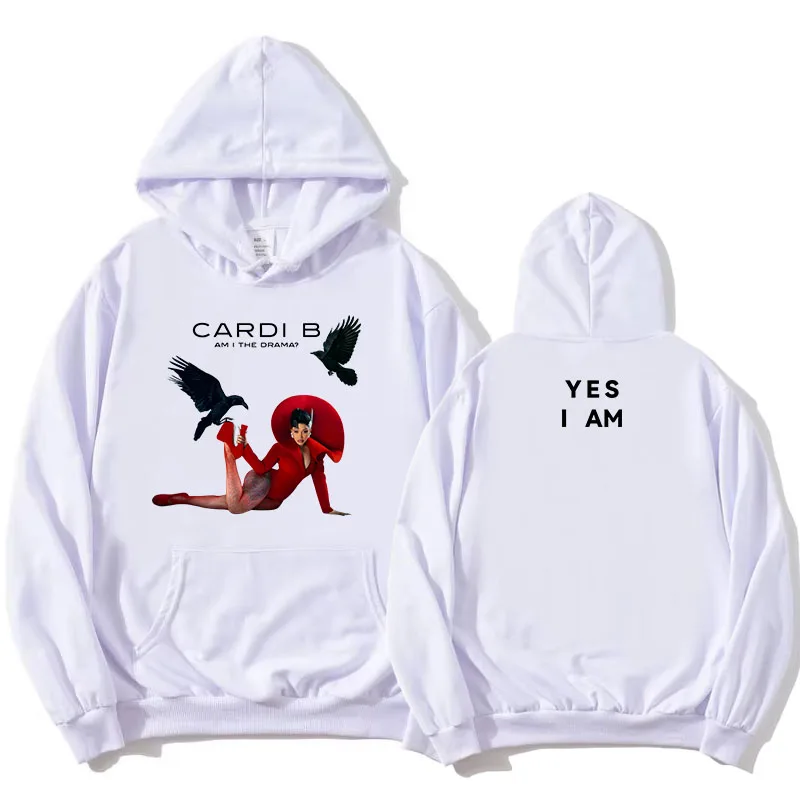 هل أنا الدراما؟ ألبوم هوديس كاردي بي سنجر جرافيك بلوزات طويلة الأكمام موضة البلوفرات النسائية ملابس النساء طباعة القمم