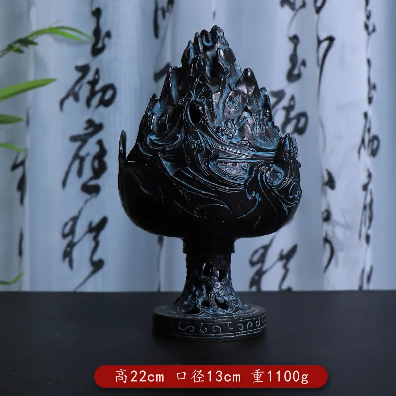 Wide Caliber Boshan Furnace Antique Bronze Craft Living Tea Room Indoor Desktop Ornament Decoration Gift Wholesale