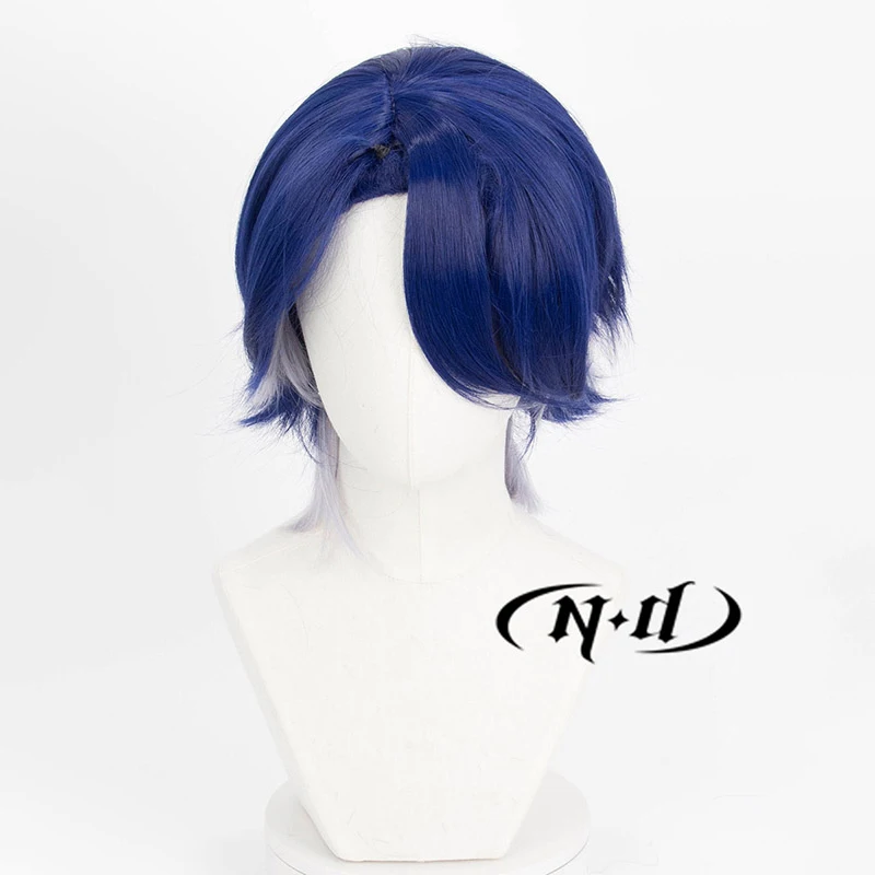 ND Sampo Koski تأثيري الباروكات هونكاي ستار السكك الحديدية تأثيري قصيرة الأزرق الداكن خصلات الشعر المستعار للعبة كوميك كون كوزر مقاومة للحرارة الاصطناعية