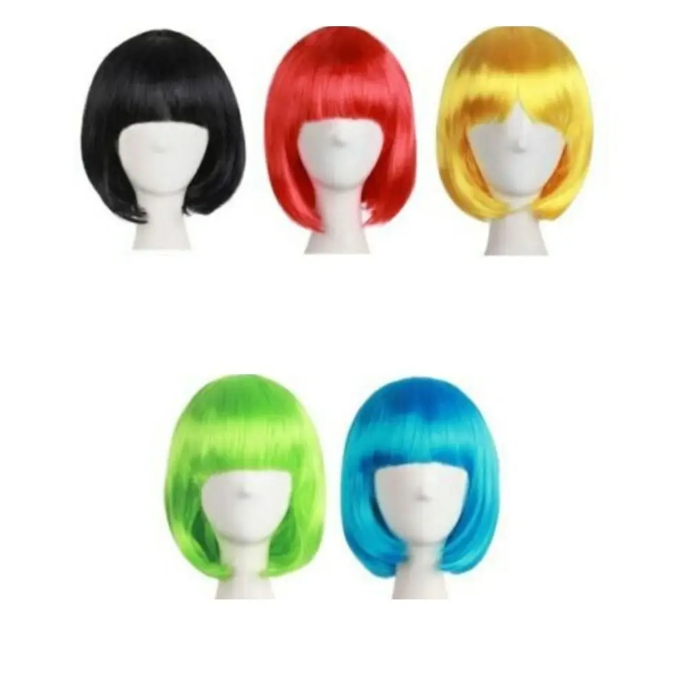 Hot Cosplay Full Wig Short Bob Wig Short Straight Hair Synth