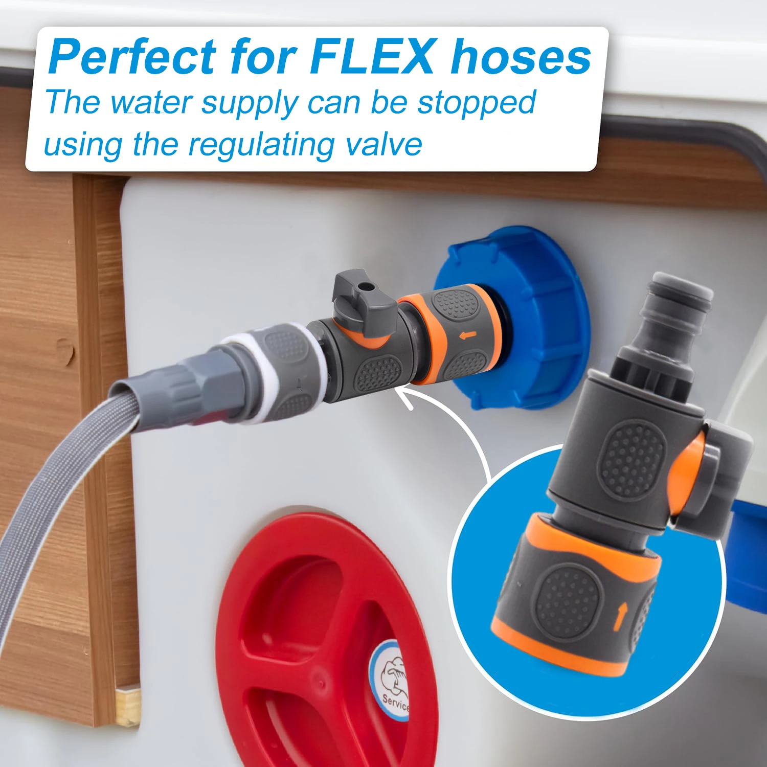 

1Set Caravan Water Tank Filling Adapter With Quick Coupling Base Control Adapter Set For Fuel Cap IG60 Coarse Thread RV Parts