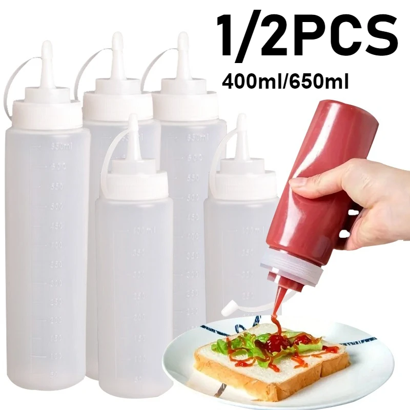 Botellas de condimentos para apretar, boquillas de mostaza para barbacoa, salsas calientes, aceite de oliva, utensilio de cocina, salsa exprimidora de nariz afilada, 1/2 Uds.