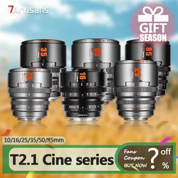 7artisans S35 Frame 10/16/25/35/50/85mm T2.1 Hope Prime Cine Lens Compatible with FX30 RED GH9 GH5 XT5 XT4 XT50 A7M4 A7R5 RF