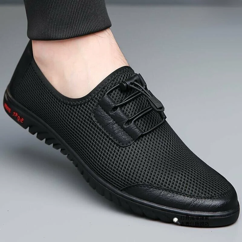 

Men's Summer Breathable Work Shoes Slip-On Bean Bean Shoes Beijing Dad Mesh Sports Sandals Comfortable Casual round Toe Flat ...