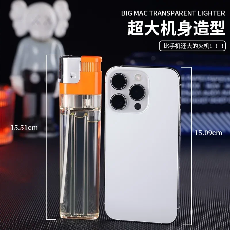 2025 Extra Large Torch Butane Lighter Extra Large Transparent Body Large Capacity Gas Tank Cigarette Accessories Wholesale