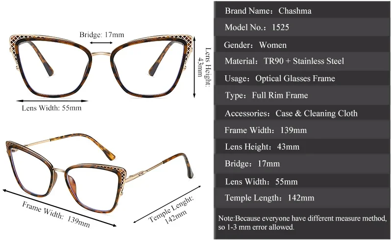 Chashma Women TR90 Cat Eye Eyewear Frame Prescription Optical Lenses Fashion Trend Spectacles Anti Blue Ray Photo Gray Glasses