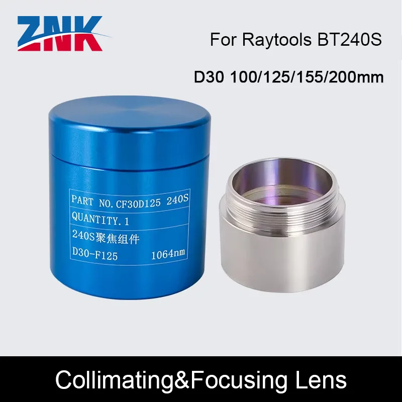 

ZNK BT240/240S 0-3.3KW Collimating & Focusing Lens D30 F100 F125 F155 F200mm with Lens Holder for Raytools Laser Head BT240/240S