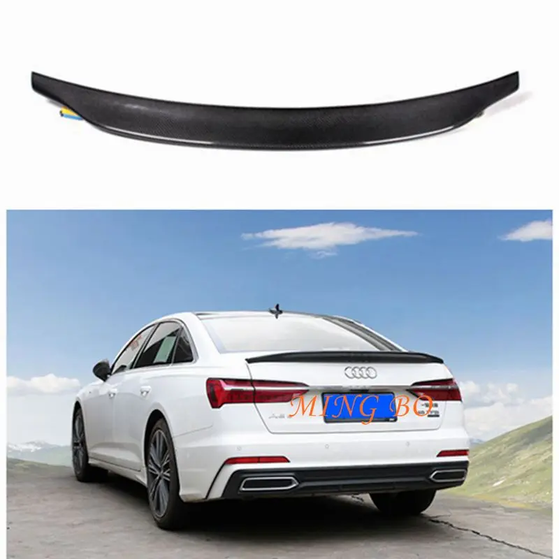 

FOR AUDI A6 C8 Sedan Carbon Fiber FRP unpainted glossy black Forged carbon Rear Spoiler 2019-2020 Trunk Wing