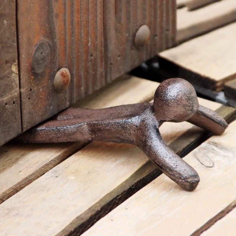 

Vintage Cast Iron Door Stops Door Stoppers Prone Push-up People Figures Rustic Brown Door Holders Farmhouse Door Wedges Heavy