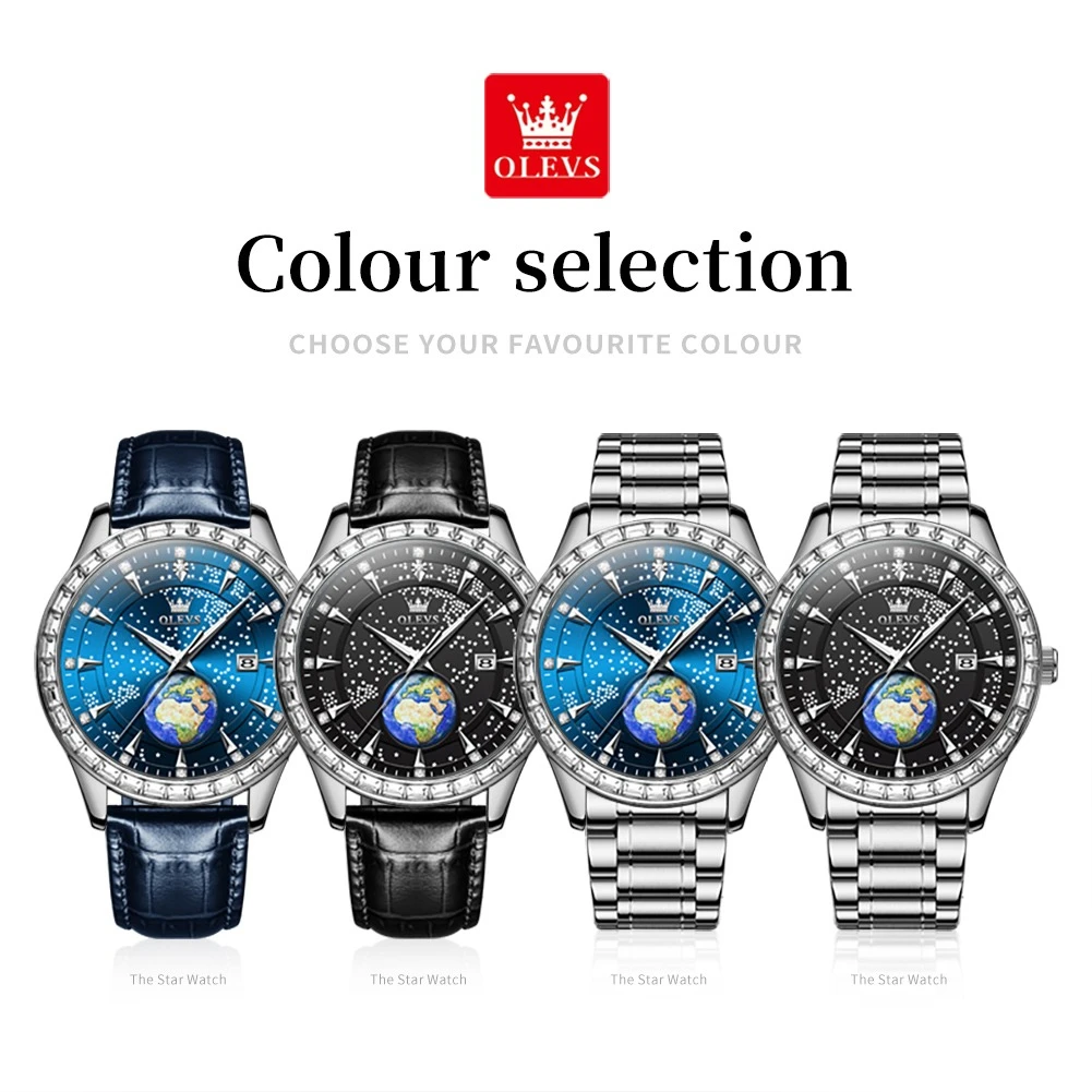 OLEVS 9967 Модные кварцевые часы в подарок с круглым циферблатом из нержавеющей стали, ремешок для часов, наручные часы с календарем