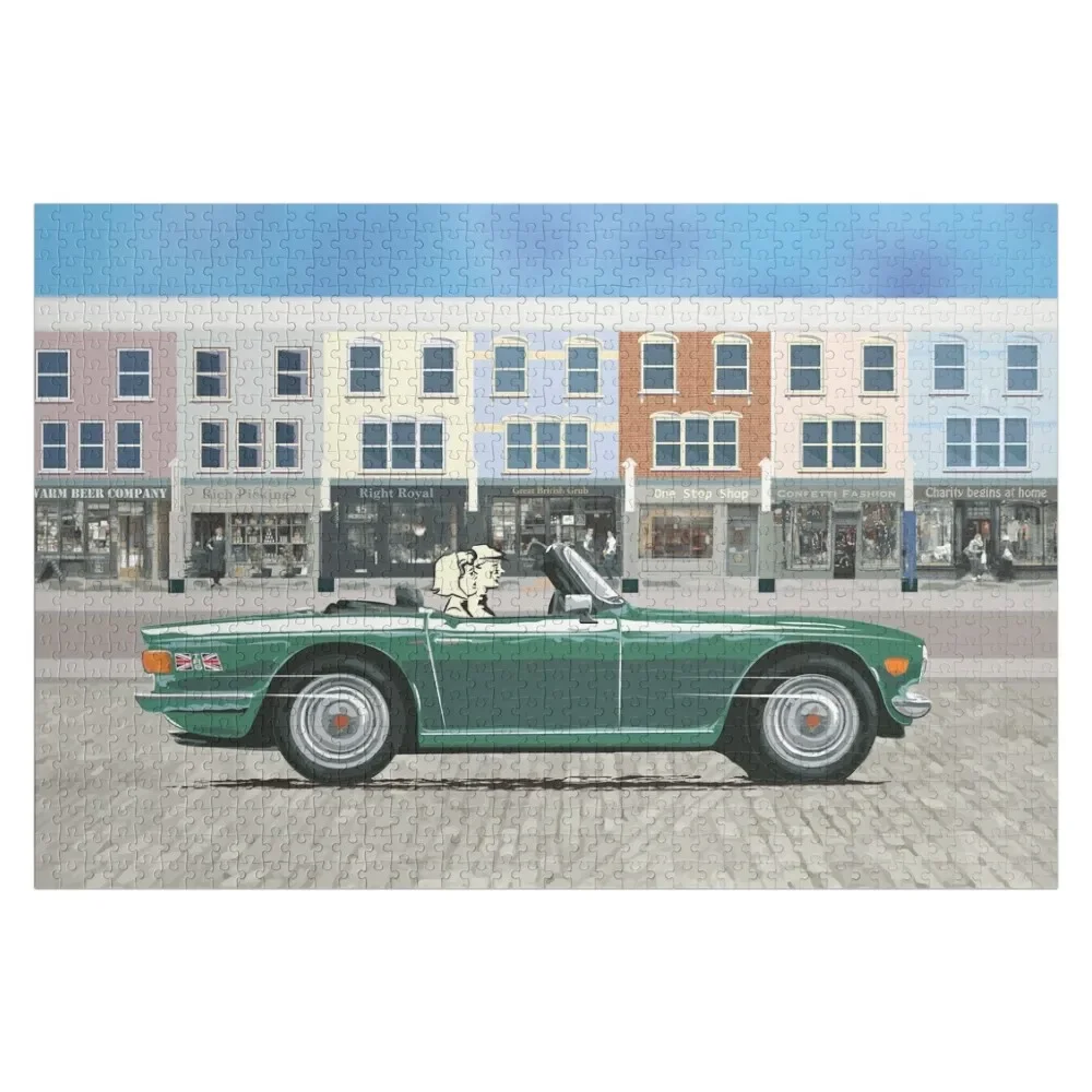 British Racing Green color TR6 – the Classic British Sports Car Jigsaw Puzzle Customizable Gift Wooden Name Puzzle